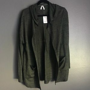 Gray/Green Hooded Cardigan